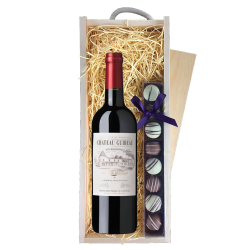 Buy & Send Chateau Guibeau Bordeaux Wine 75cl & Truffles, Wooden Box