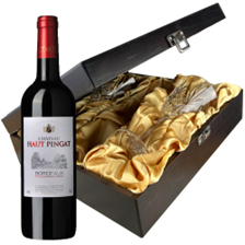 Buy & Send Chateau Haut Pingat Bordeaux 75cl Red Wine And Glasses In Luxury Presentation Box