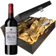 Buy & Send Chateau Haut Pingat Bordeaux 75cl Red Wine In Luxury Box With Royal Scot Wine Glass