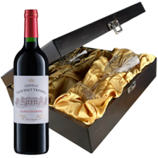 Buy & Send Chateau Tour Haut Vignoble Bordeaux 75cl Red Wine And Glasses In Luxury Presentation Box