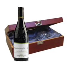 Buy & Send Chateauneuf-du-Pape Collection Bio M.Chapoutier 75cl Red Wine In Luxury Box With Royal Scot Wine Glass