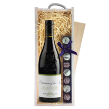 Buy & Send Chateauneuf-du-Pape Collection Bio M.Chapoutier 75cl Red Wine & Truffles, Wooden Box