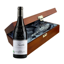 Buy & Send Chateauneuf-du-Pape Facelie Collection Bio M.Chapoutier 75cl Red Wine In Luxury Box With Royal Scot Wine Glass