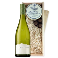 Buy & Send Cloudy Bay Sauvignon Blanc 75cl White Wine And Milk Sea Salt Charbonnel Chocolates Box