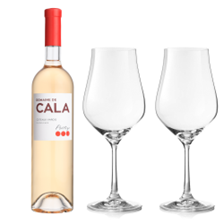 Buy & Send Domaine de Cala Prestige Rose Wine 70cl And Crystal Classic Collection Wine Glasses