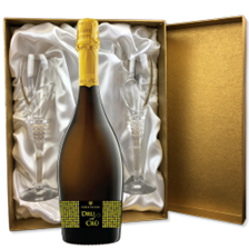 Buy & Send Drusian Spumante Dru el Cru Prosecco in Gold Luxury Presentation Set With Flutes