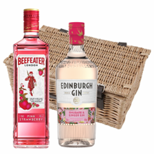 Buy & Send Edinburgh Rhubarb & Ginger Gin & Beefeater Pink Strawberry Gin Twin Hamper (2x70cl)