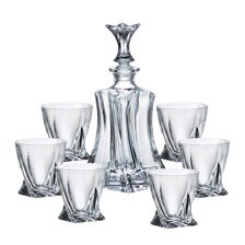 Buy & Send Bohemia Floral Crystal Decanter Set with 4 Matching Floral Glasses