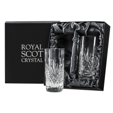 Buy & Send Glencoe 2 Crystal Tall Tumblers (Highballs) 150 mm (Presentation Boxed) Royal Scot Crystal