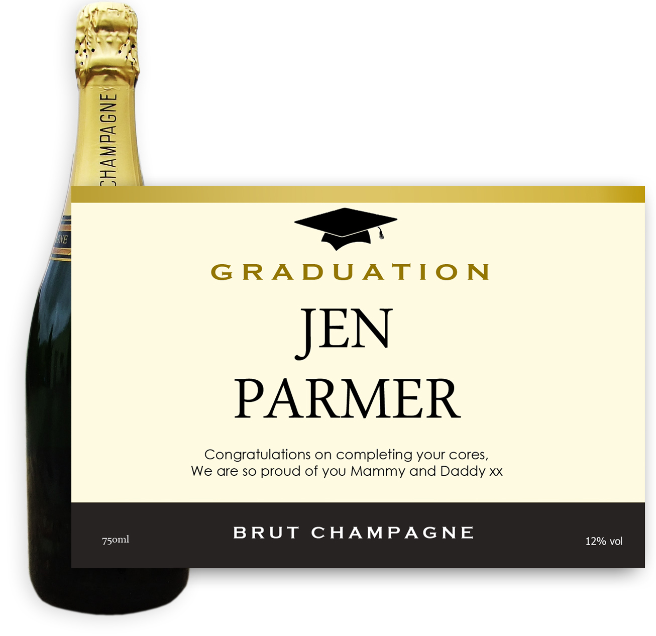 Buy & Send Personalised Champagne - Graduation Label