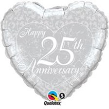 Buy & Send Happy 25th Anniversary Helium Balloon