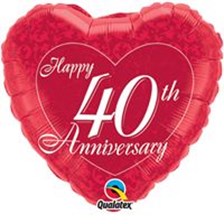 Buy & Send Happy 40th Anniversary Helium Balloon