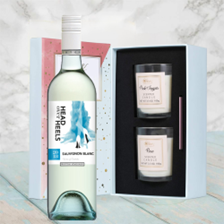 Buy & Send Head over Heels Sauvignon Blanc 75cl White Wine With Love Body & Earth 2 Scented Candle Gift Box