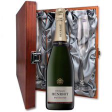 Buy & Send Henriot Brut Souverain Champagne 75cl And Flutes In Luxury Presentation Box