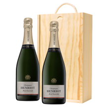 Buy & Send Henriot Brut Souverain Champagne 75cl Two Bottle Wooden Gift Boxed (2x75cl)