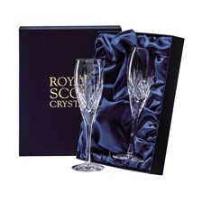 Buy & Send 2 Royal Scot Crystal Champagne Flutes - Highland - PRESENTATION BOXED