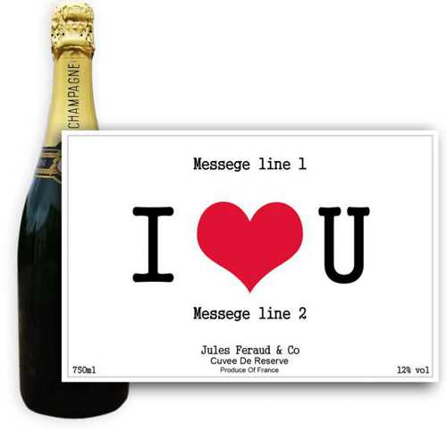 Buy & Send Jules Feraud Brut With Personalised Champagne Label I Love U