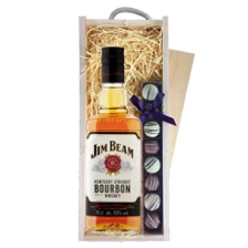 Buy & Send Jim Beam White Label Whisky & Truffles, Wooden Box