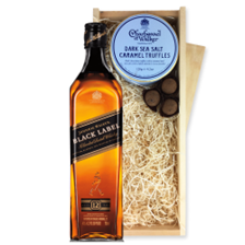 Buy & Send Johnnie Walker Black Label Whisky And Dark Sea Salt Charbonnel Chocolates Box