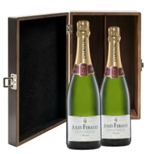 Buy & Send Jules Feraud Brut Champagne 75cl Double Elm Wood Gift Boxed (2x75cl)