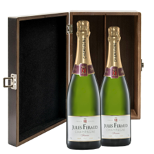 Buy & Send Jules Feraud Brut Champagne 75cl Double Elm Wood Gift Boxed (2x75cl)