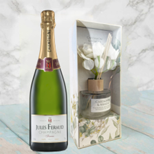 Buy & Send Jules Feraud Brut Champagne 75cl With Cardamon & Mimosa Floral Diffuser