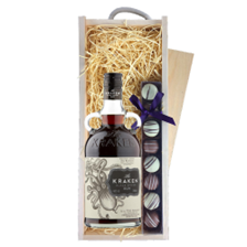Buy & Send Kraken Black Spiced Rum 70cl & Truffles, Wooden Box