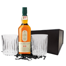 Buy & Send Lagavulin 16 Year Old Single Malt Whisky 70cl And Nouveau Tumblers Gift Set