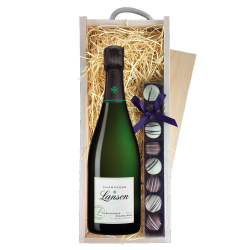 Buy & Send Lanson Green Label Organic Champagne 75cl & Truffles, Wooden Box