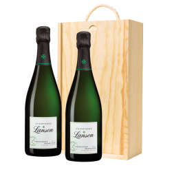Buy & Send Lanson Green Label Organic Champagne 75cl Two Bottle Wooden Gift Boxed (2x75cl)