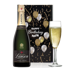 Buy & Send Lanson Le Black Creation 257 Brut Champagne 75cl And Flute Happy Birthday Gift Box