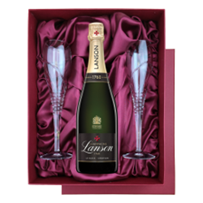 Buy & Send Lanson Le Black Creation 257 Brut Champagne 75cl in Red Luxury Presentation Set With Flutes