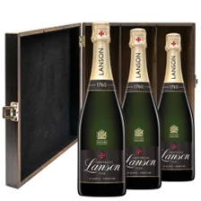 Buy & Send Lanson Le Black Creation Brut Champagne 75cl Treble Elm Wood Gift Boxed (3x75cl)