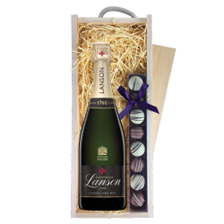 Buy & Send Lanson Le Black Label Brut 75cl Champagne & Truffles, Wooden Box
