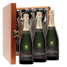 Buy & Send Lanson Le Black Label Brut 75cl Champagne Treble Luxury Gift Boxed Champagne
