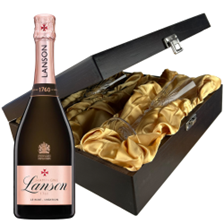 Buy & Send Lanson Le Rose Creation Champagne 75cl And Flutes In Luxury Presentation Box