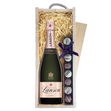 Buy & Send Lanson Le Rose Label Champagne 75cl & Truffles, Wooden Box
