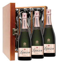 Buy & Send Lanson Le Rose Label Champagne 75cl Treble Luxury Gift Boxed Champagne