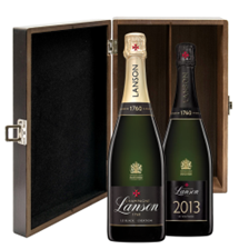 Buy & Send Lanson Le Vintage & Lanson Le Black Creation Brut Double Elm Wood Gift Boxed (2x75cl)