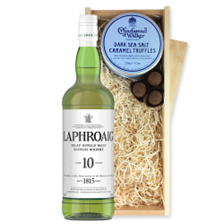Buy & Send Laphroaig 10 Year Old Single Malt Whisky And Dark Sea Salt Charbonnel Chocolates Box