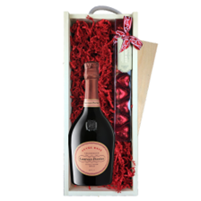 Buy & Send Laurent Perrier Cuvee Rose Champagne 75cl & Chocolate Praline Hearts, Wooden Box