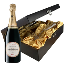 Buy & Send Laurent Perrier La Cuvee Champagne 75cl And Flutes In Luxury Presentation Box