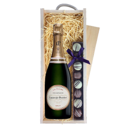 Buy & Send Laurent Perrier La Cuvee Champagne 75cl & Truffles, Wooden Box