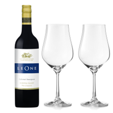 Buy & Send Leone Cabernet Sauvignon 75cl Red Wine And Crystal Classic Collection Wine Glasses