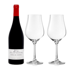 Buy & Send Les Violettes Cotes du Rhone 75cl Red Wine And Crystal Classic Collection Wine Glasses