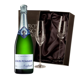 Buy & Send Louis Pommery 75cl Brut England With Diamante Crystal Flutes
