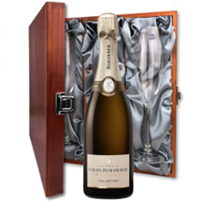 Buy & Send Louis Roederer Collection 243 Champagne 75cl And Flutes In Luxury Presentation Box
