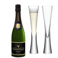 Buy & Send Martel Prestige Brut Champagne 75cl with LSA Moya Flutes
