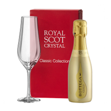 Buy & Send Mini Bottega Gold Prosecco Brut 20cl and Royal Scot Flute In Red Gift Box