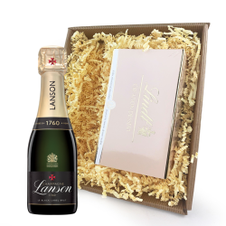 Buy & Send Mini Lanson Black Label Champagne 20cl Champagne and Chocolates In Tray